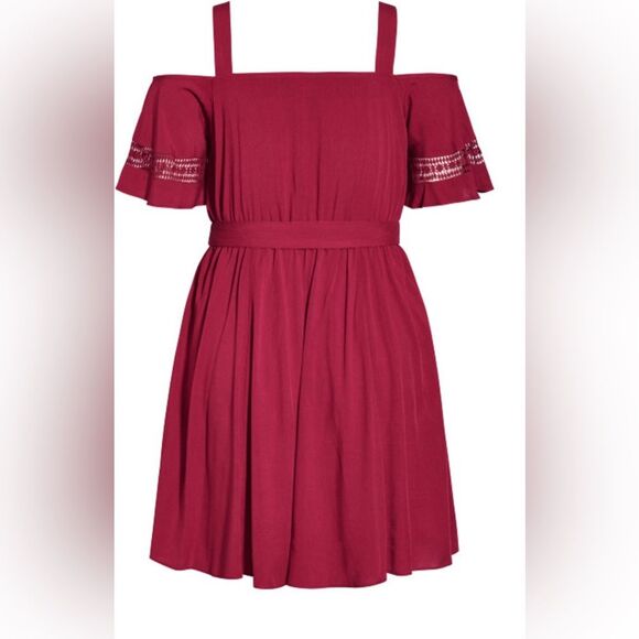 City Chic Dress Cold Shoulder Open Shoulder Dress NWT! in Rhubarb size 16 - Picture 4 of 13